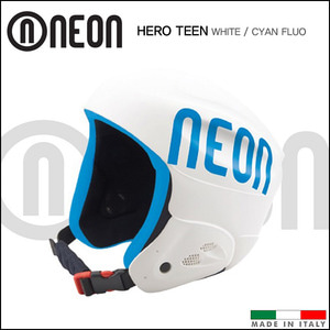 네온 HERO TEEN 히어로 틴 스키 헬멧 (White/Cyan Fluo)