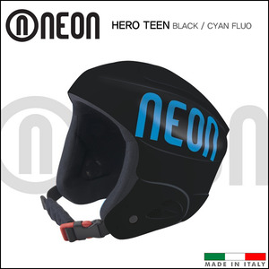 네온 HERO TEEN 히어로 틴 스키 헬멧 (Black/Cyan Fluo)