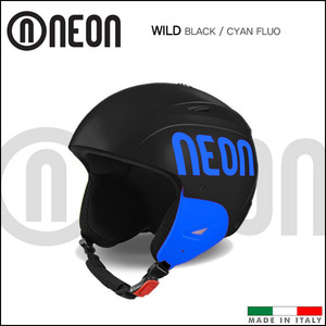 네온 WILD 와일드 스키 헬멧/스노우보드 헬멧 (Black/Cyan Fluo)