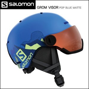 1819 살로몬 GROM VISOR 주니어 스키 스노우보드 헬멧 (Pop Blue Matte)