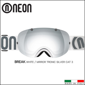 네온 BREAK 스키 스노우보드 고글 (White/Mirror Tronic Silver Cat 3)