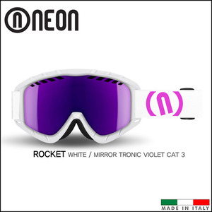 네온 ROCKET 스키 스노우보드 고글 (White/Mirror Tronic Violet Cat 3)