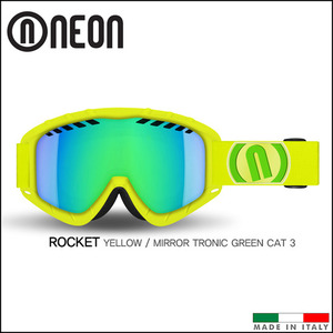 네온 ROCKET 스키 스노우보드 고글 (Yellow Fluo/Mirror Tronic Green Cat 3)
