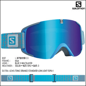 살로몬 XVIEW +XTRA (스페어 렌즈 포함) 스키 스노우보드 고글 (Blue/Solar Blue)